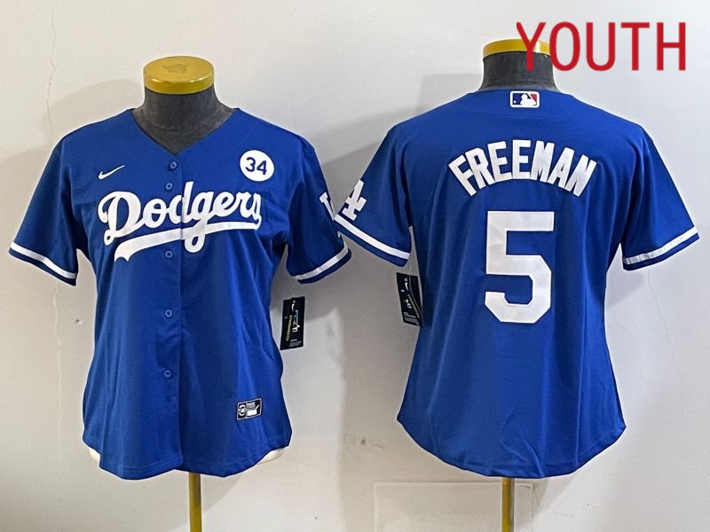 Youth Los Angeles Dodgers #5 Freeman Blue Game 2024 Nike MLB Jersey style 11203
